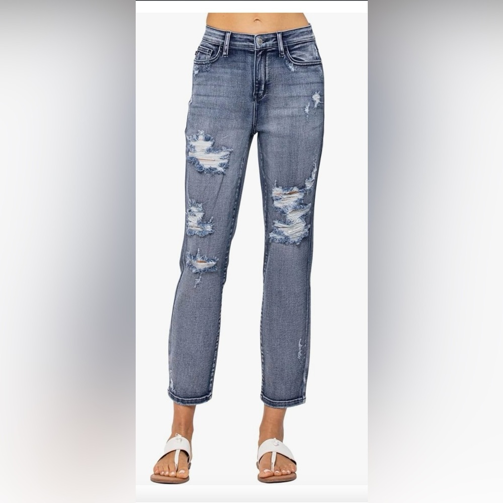 Judy Blue High Rise Destroyed Boyfriend Jeans, Size 14W